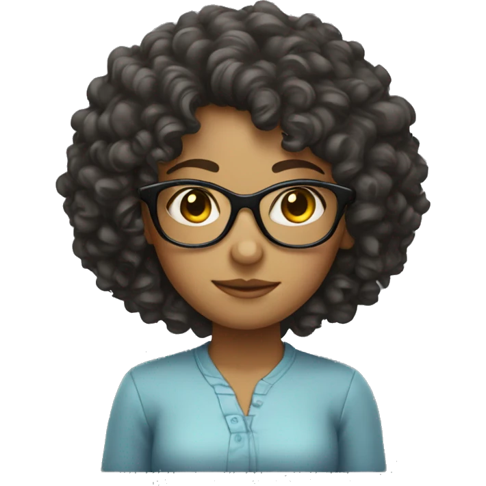 Curly head girl with glasses  emoji