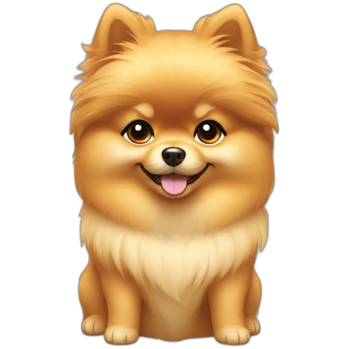 Girl with bang cut on forehead golden small Pomeranian dog emoji