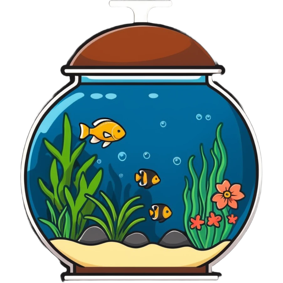 decorative home aquarium with plants emoji
