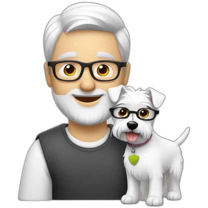 Man with glasses anda with westie dog girl emoji