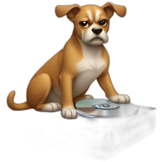 angry dog guarding a hard disk emoji