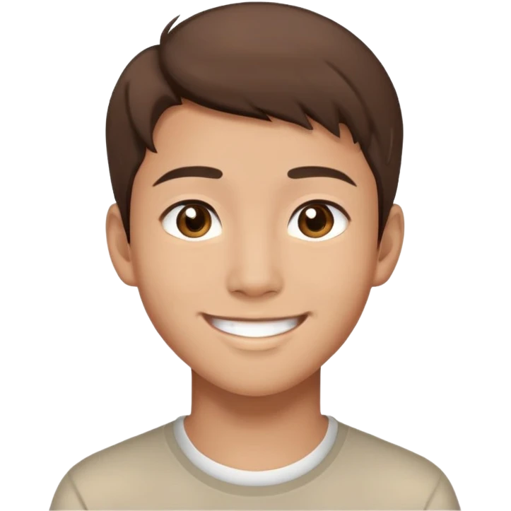 21 years old, asian, brown hair, brown eyes, smiling, boy emoji