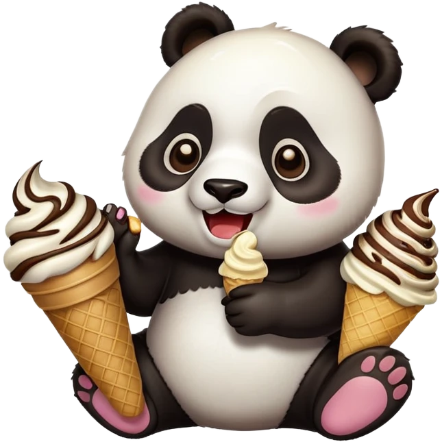 Panda eating ice cream emoji