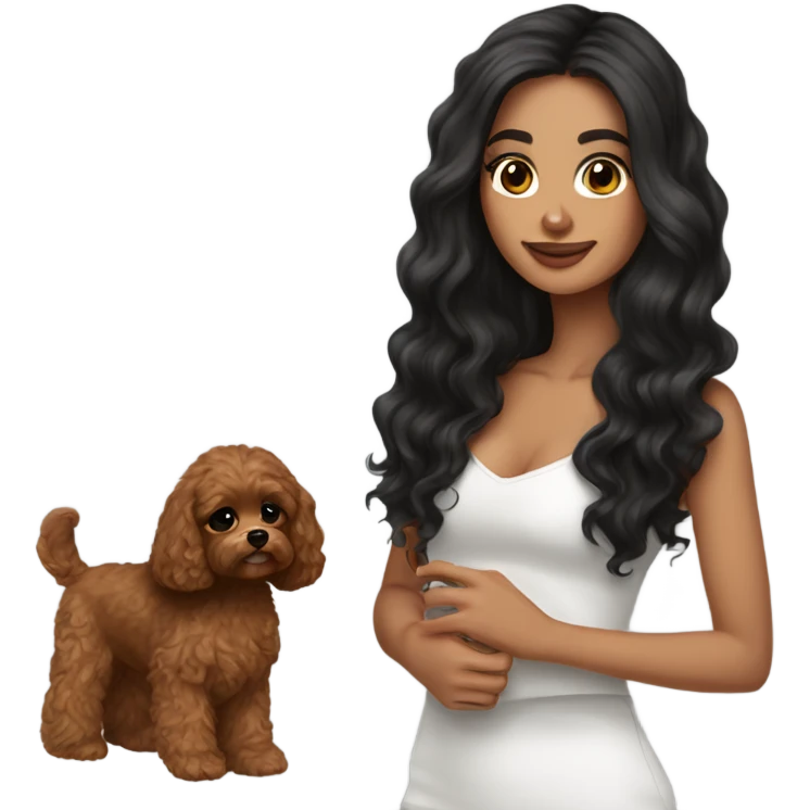 pretty girl dark long hair latina makeup holding a cavapoo emoji