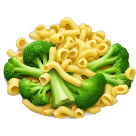 dish with macaroni and pieces of broccoli emoji