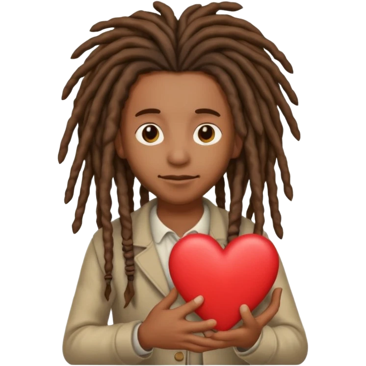 Holding heart out of chest brown skin person with dreads emoji