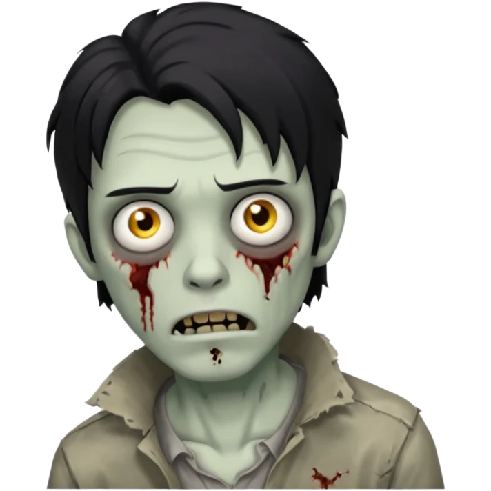 Zombie cabelo liso ondulado preto masculino  emoji
