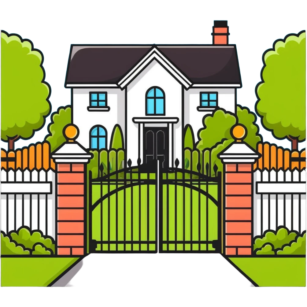 house entrance gate with garden fence emoji