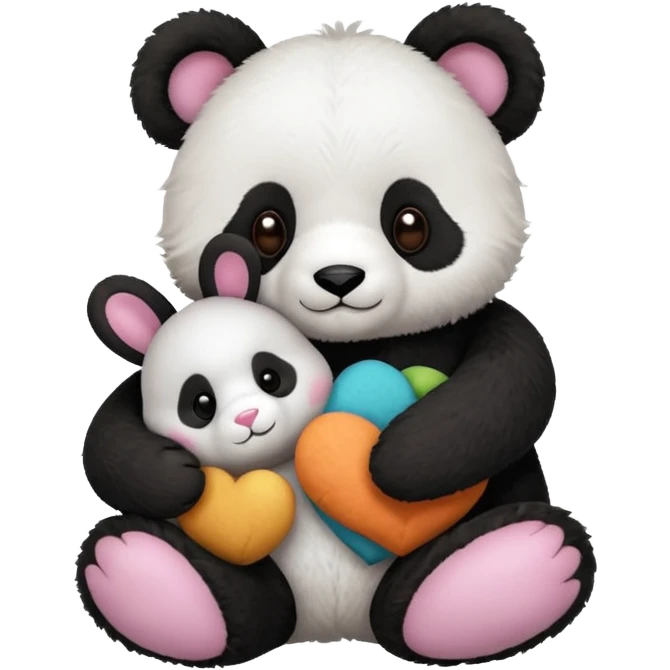 Cute bunny or panda and teddy with colourful magical background  emoji