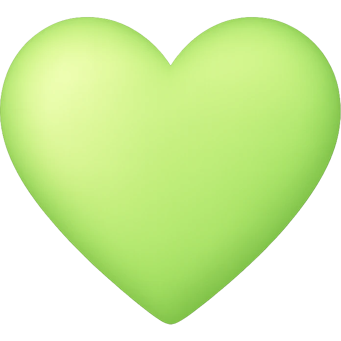heart with a soft lime green gradient, clean digital illustration, no background emoji