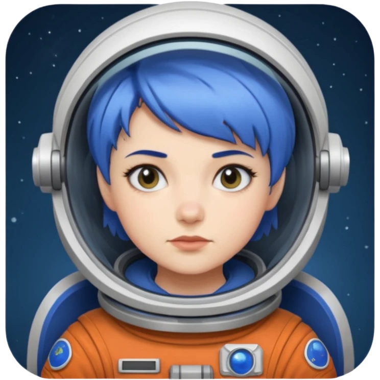 Female astronaut with short blue hair emoji