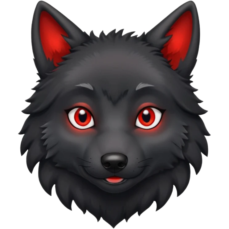 cute black wolf with red eyes emoji