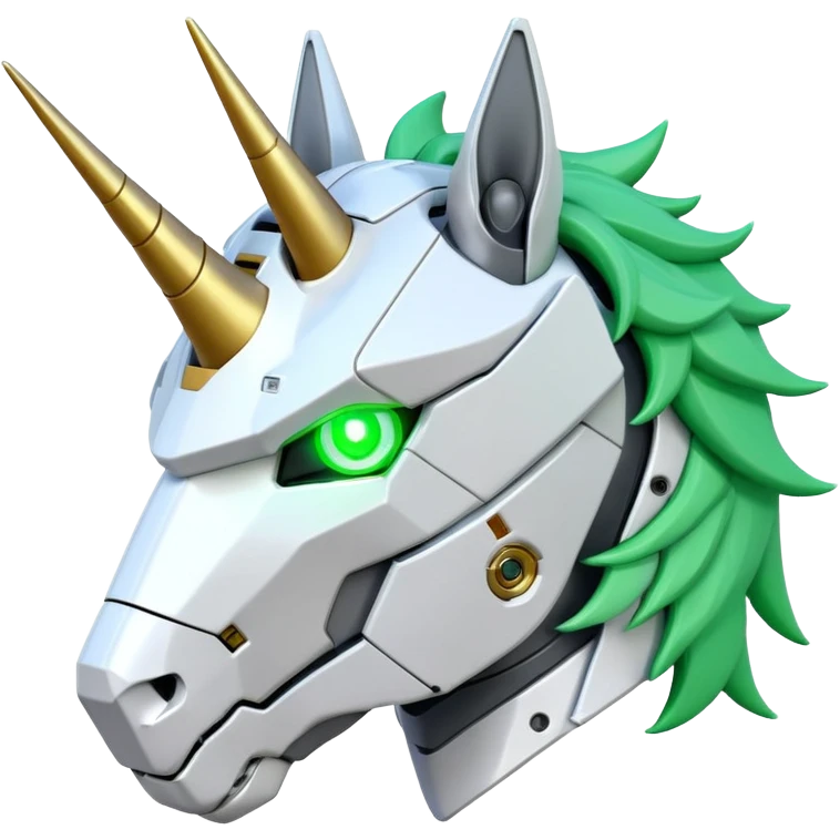 Gundam RX-0 Unicorn robot head, three-quarter view emoji