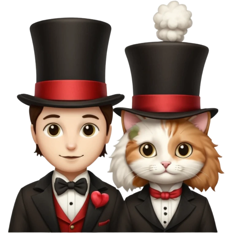 magician couple and their pet cat emoji