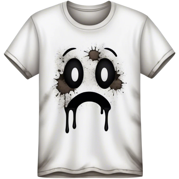 A white T-shirt heavily stained with black dirt and grime. The fabric is covered in dark smudges, making it look extremely dirty and worn out emoji