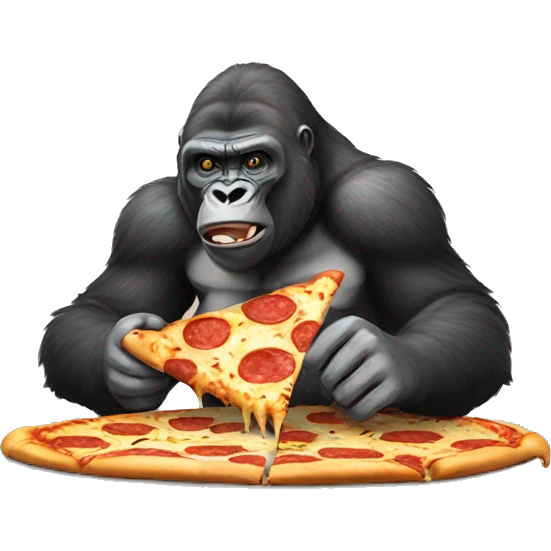Gorilla eating a pizza emoji