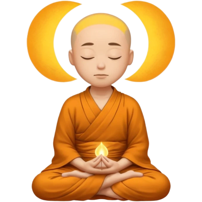 content face typing, eyes closed in a meditative, zen state, monk dress emoji