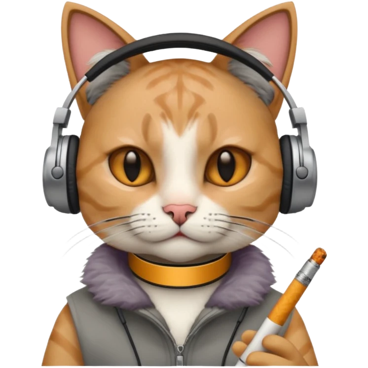 cat in headphones with a cigarette in his hand  emoji