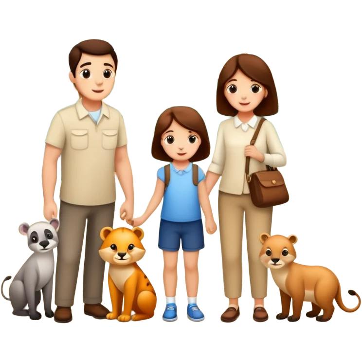 a family looking at animals at the zoo emoji