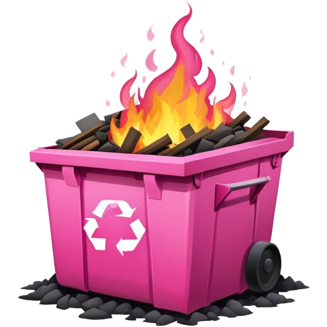 Pretty Pink dumpster fire emoji