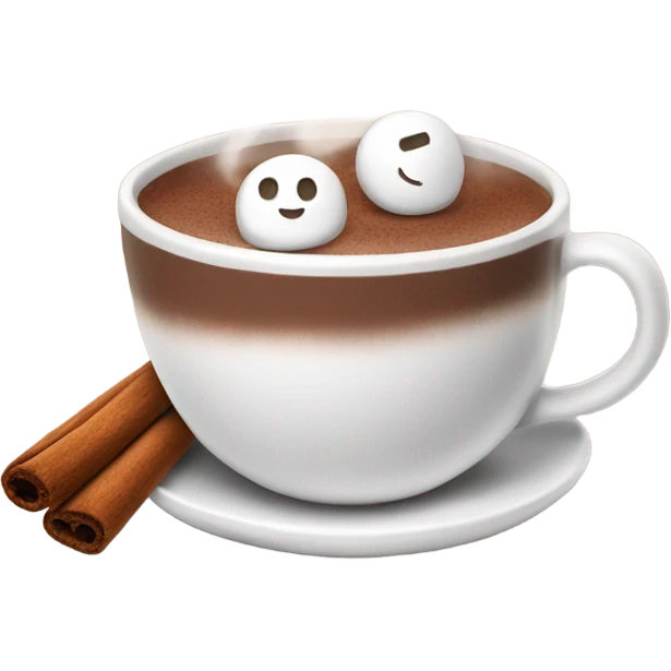 being cup of hot chocolate with marshmallows and cinnamon emoji