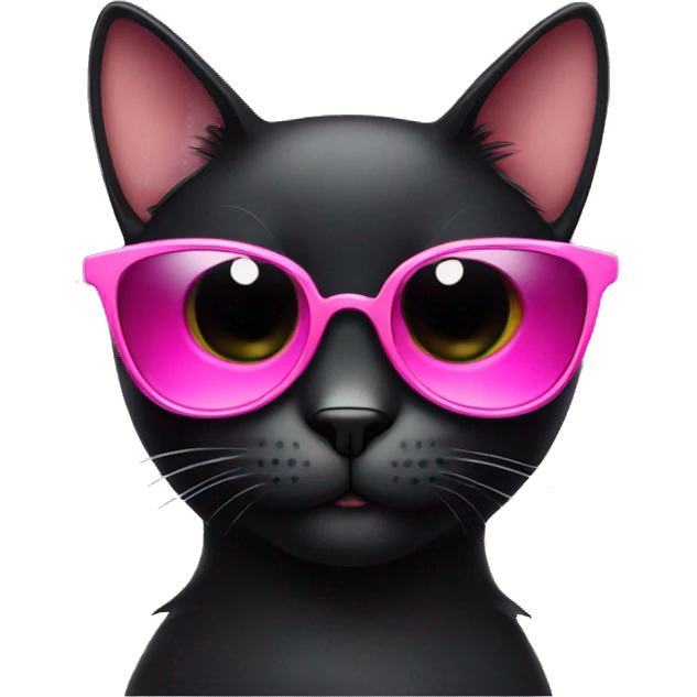 Black cat wearing pink sunglasses  emoji