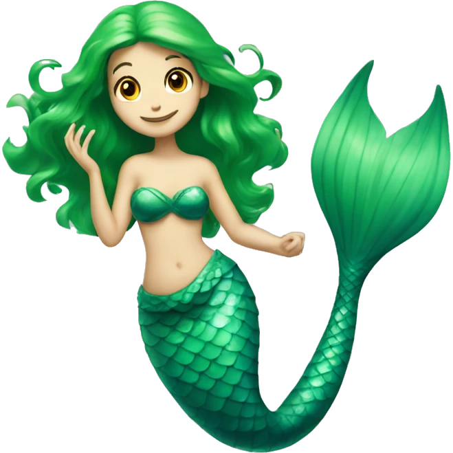 mermaid with green tail pale emoji