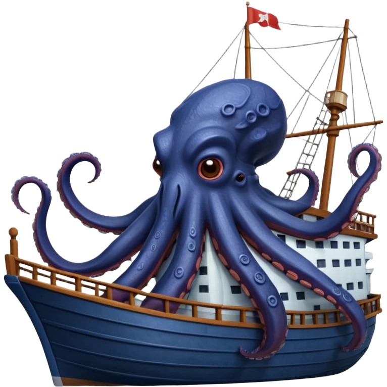 Kraken – Giant octopus with tentacles wrapping a ship emoji
