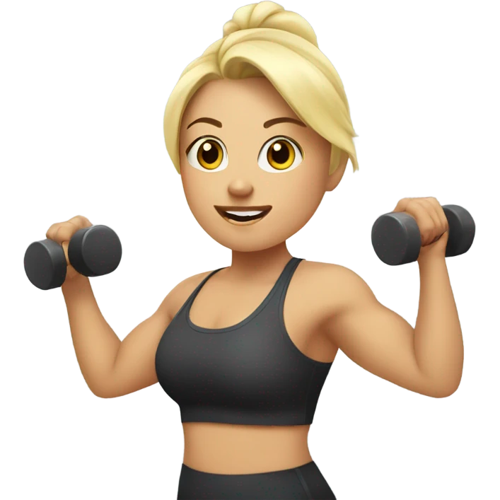 Chubby blonde girl workout emoji