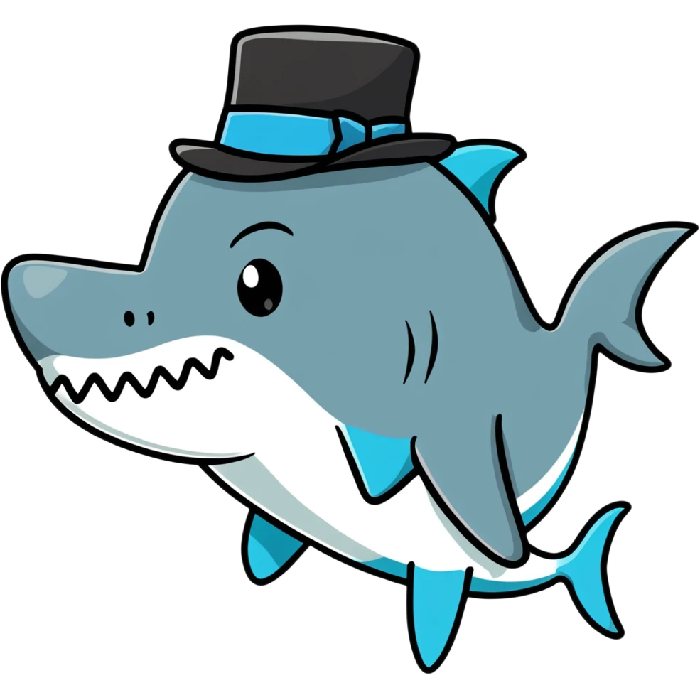 Shark with a top hat emoji