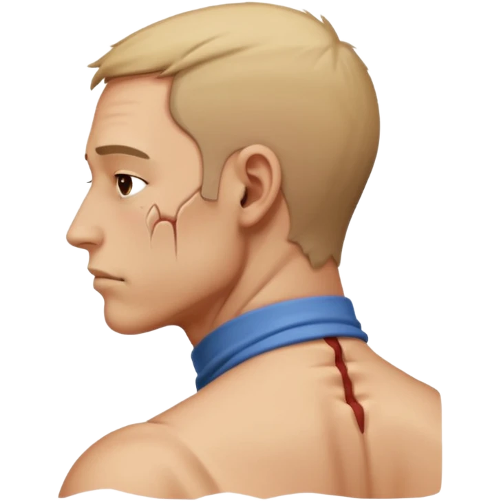 side view of man with bent neck, pain from the back of his neck emoji