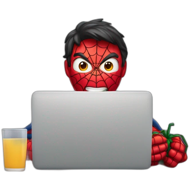 Homem aranha mexendo no computador emoji