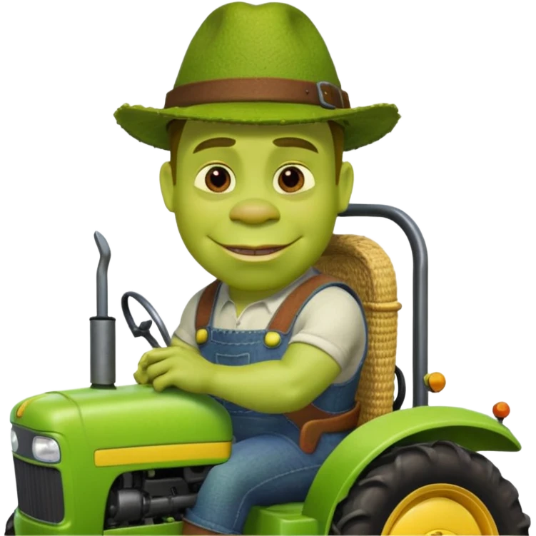 Shrek in tractor emoji