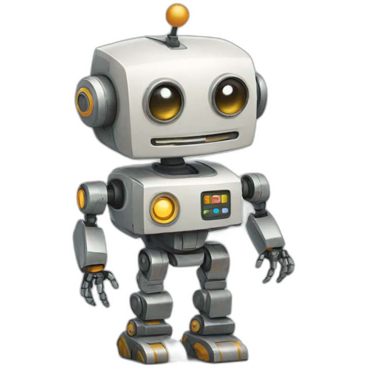 A friendly robot with a palette emoji