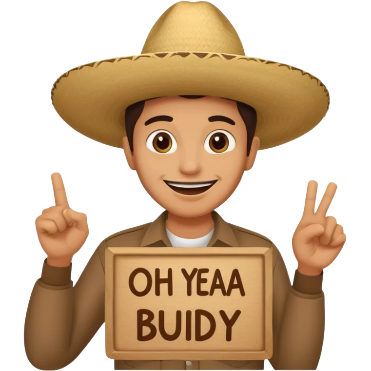 mexican holding sign that says oh yeah buddy boy emoji