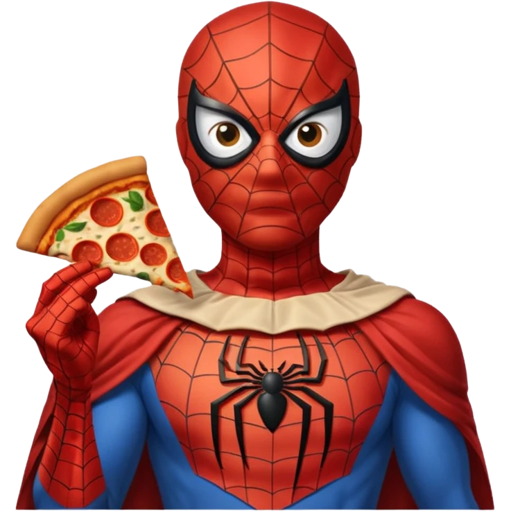 spiderman, wearing ancient custome, with pizza emoji