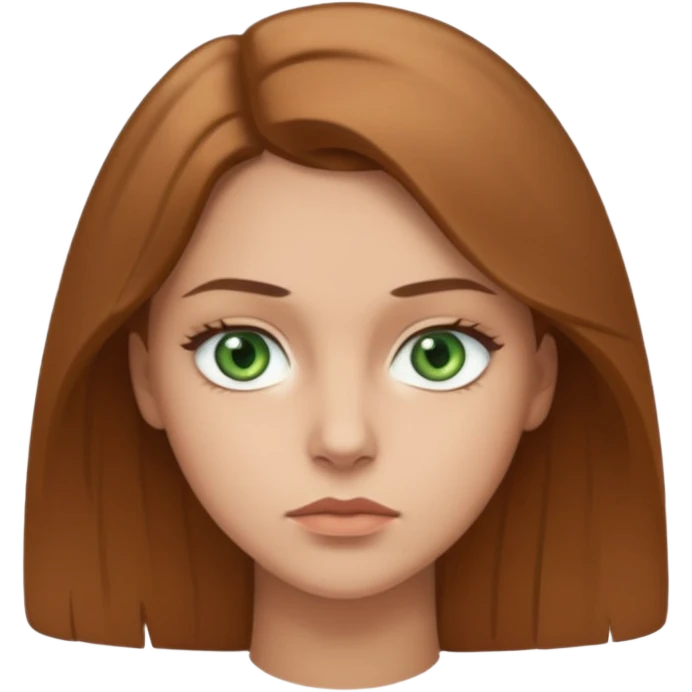 Девушка, светлая шатенка с длинами волосами, лет 25 с серо зелёными глазами по темнее с более серьезным лицом  emoji