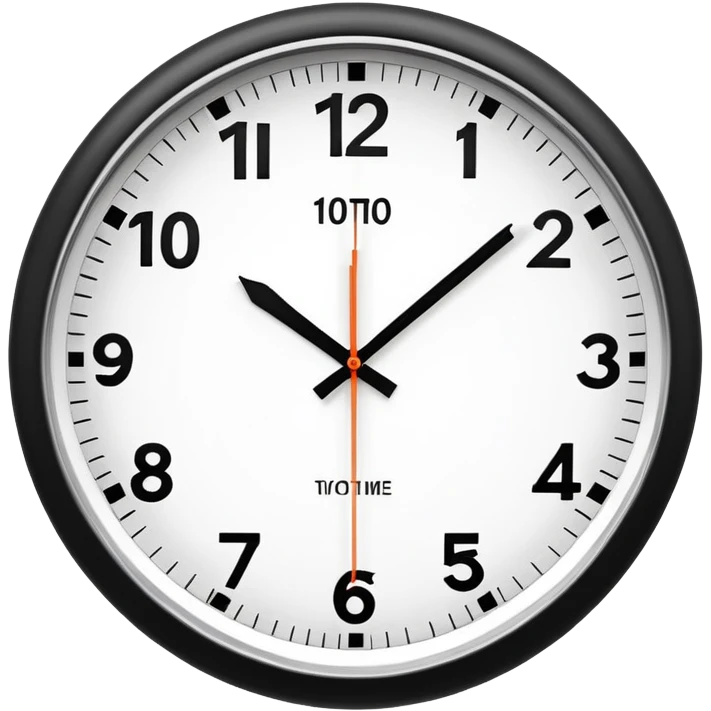 A classic analog wall clock showing 10:10 time emoji