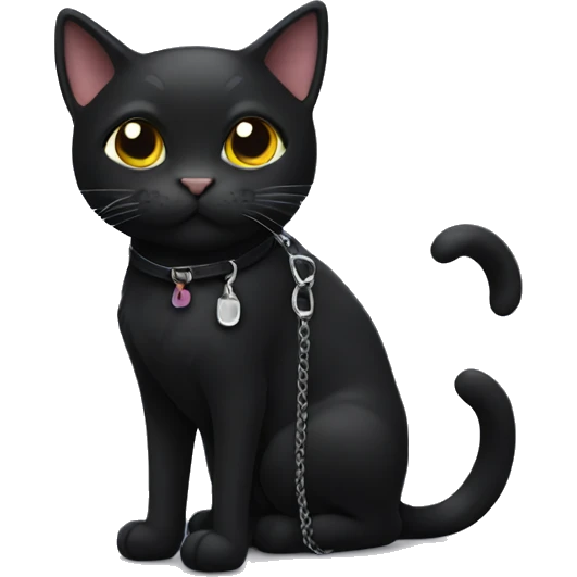 Black cat on a leash  emoji