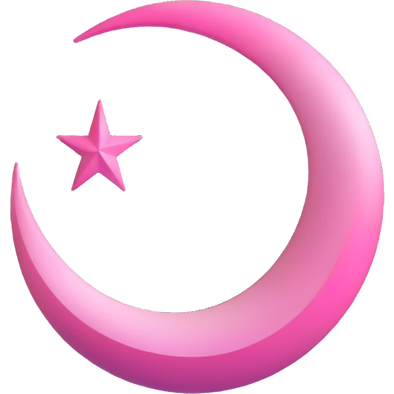 3D gothic crescent moon with pink highlights, dramatic and mysterious emoji