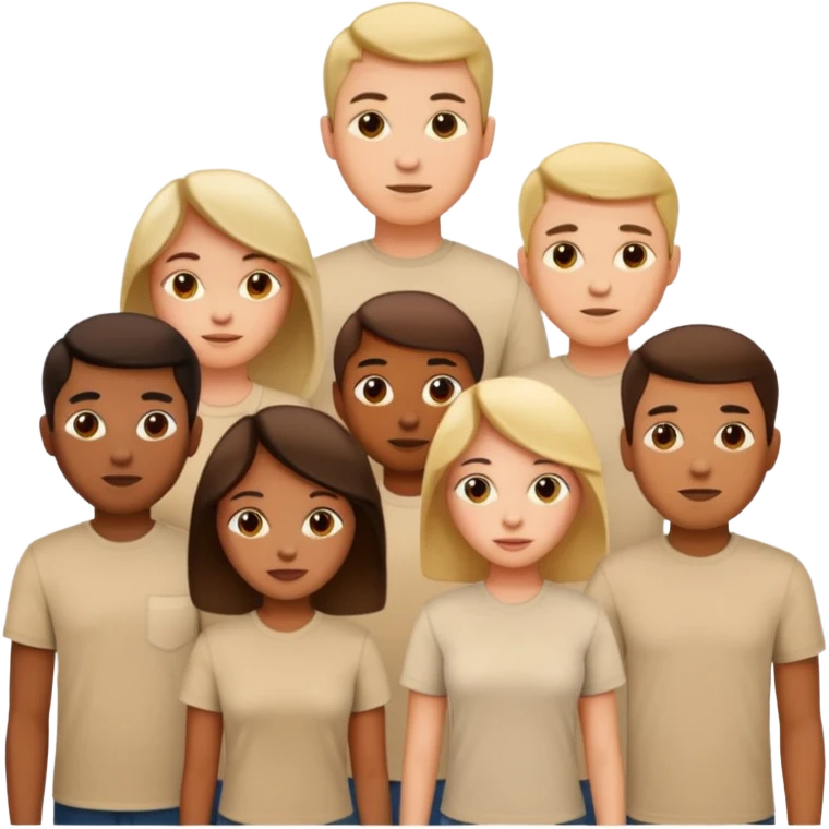 group of people  together ; men and women with brown, blonde, black hair wearing beige shirts aesthetic emoji