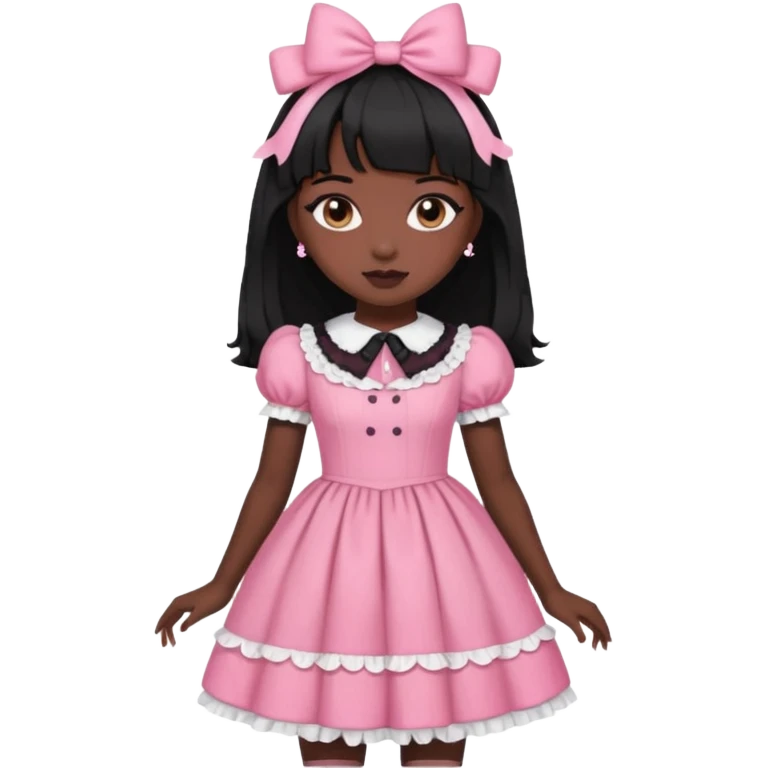 Pink dark skin Lolita with black hair emoji