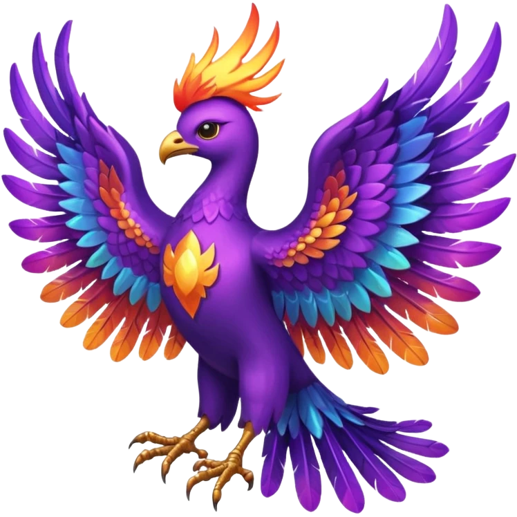 a  all purple pheonix with wings spread out emoji