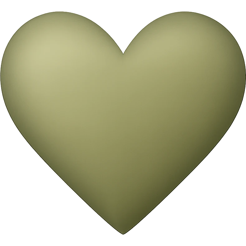 heart with a soft olive green gradient, digital illustration emoji