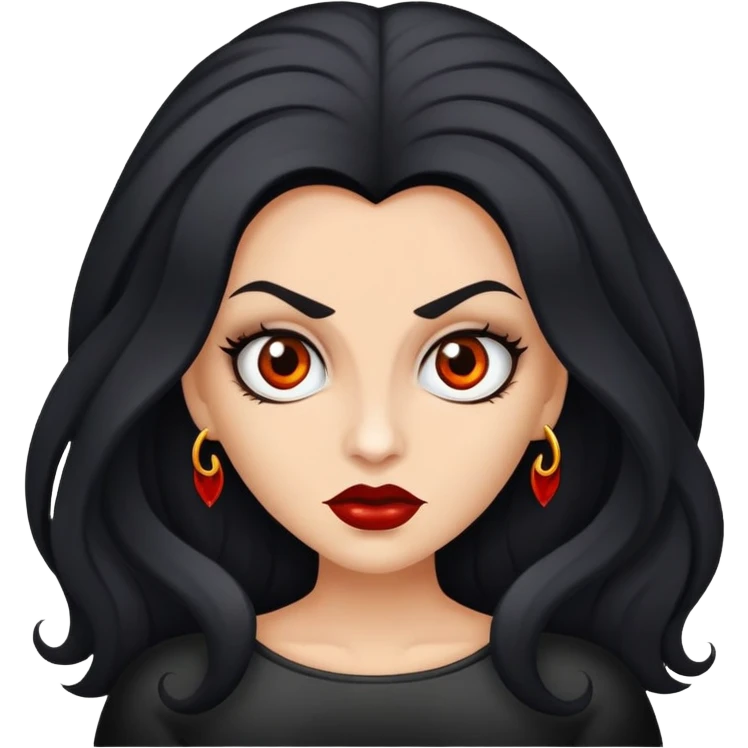 Faça uma vampira, do gênero feminino, cabelos longos preto, mas não tanto, olhos castanhos escuros marcantes, e uma mordida no rosto ou pescoço  emoji