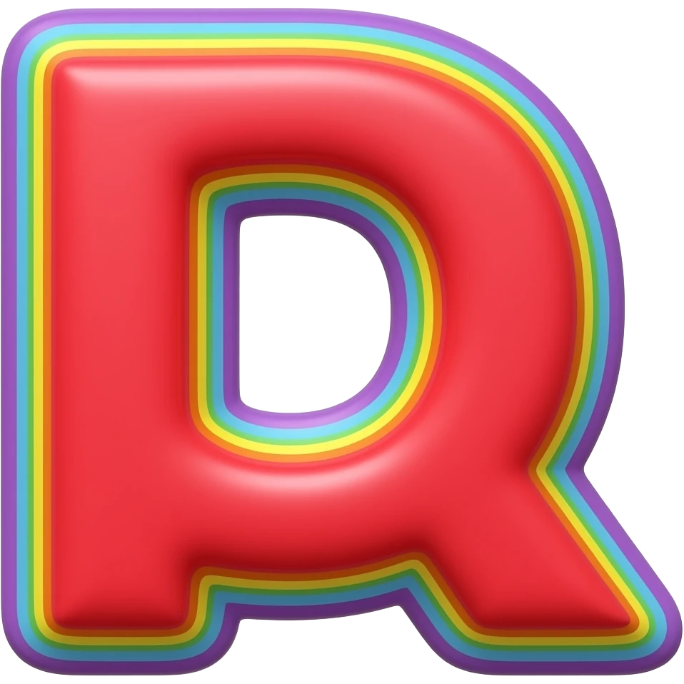 name "Pride" in raspberry red 3D style typography lettering, each color of the rainbow as a border outlined around each letter, isolated, 3d rendering, no emoji icons no emoji faces and must have no human figures emoji