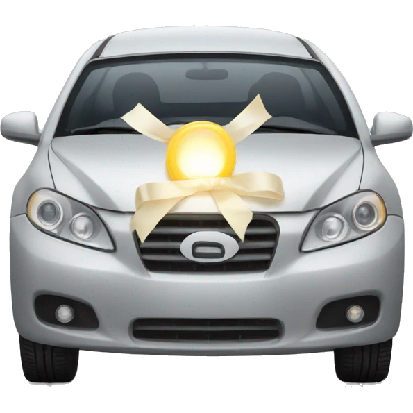 Car headlight wrapped in a bow emoji