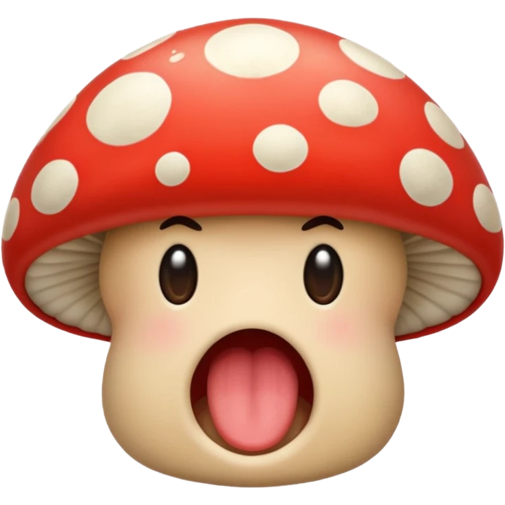 Mushroom biting lip emoji