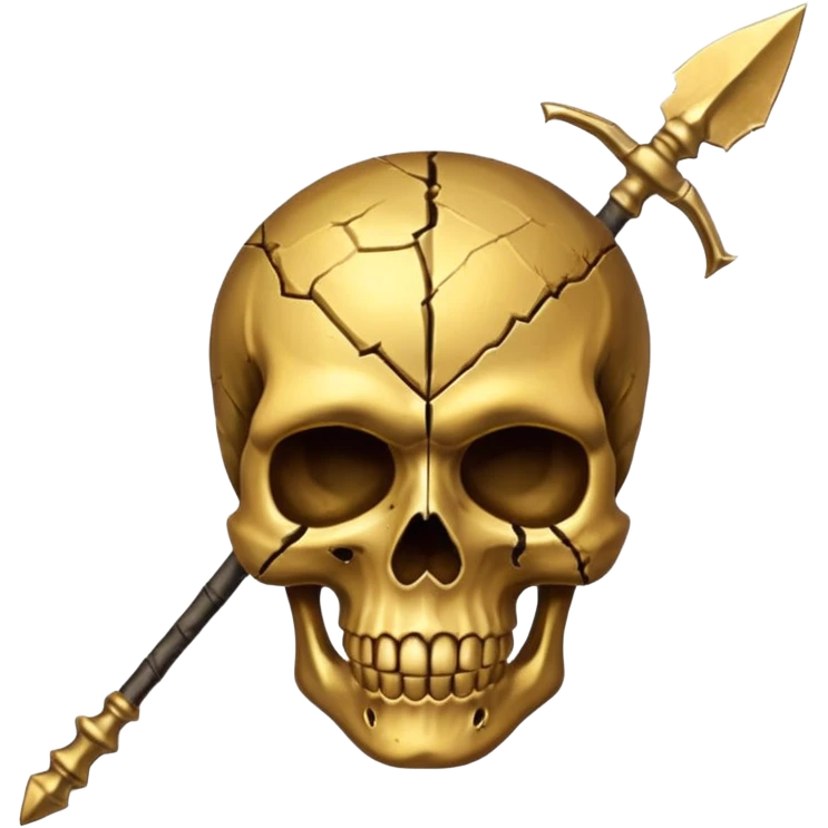 broken gold skull with a spear emoji