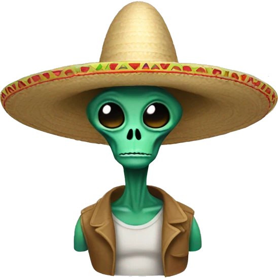 Simple looking alien wearing sombrero emoji